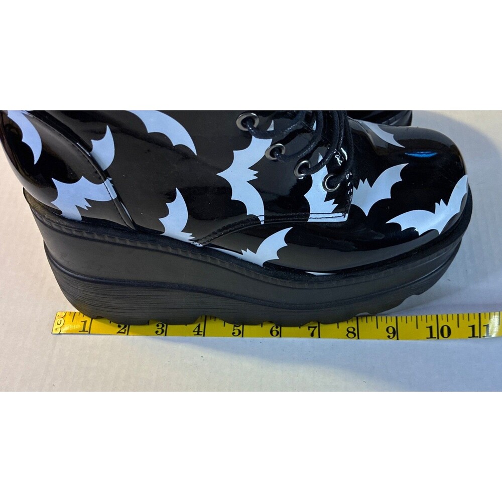 New Women's 7-7.5 Black & White Gothic Punk Platform Boots “Bat Cave Booties" - Picture 7 of 7